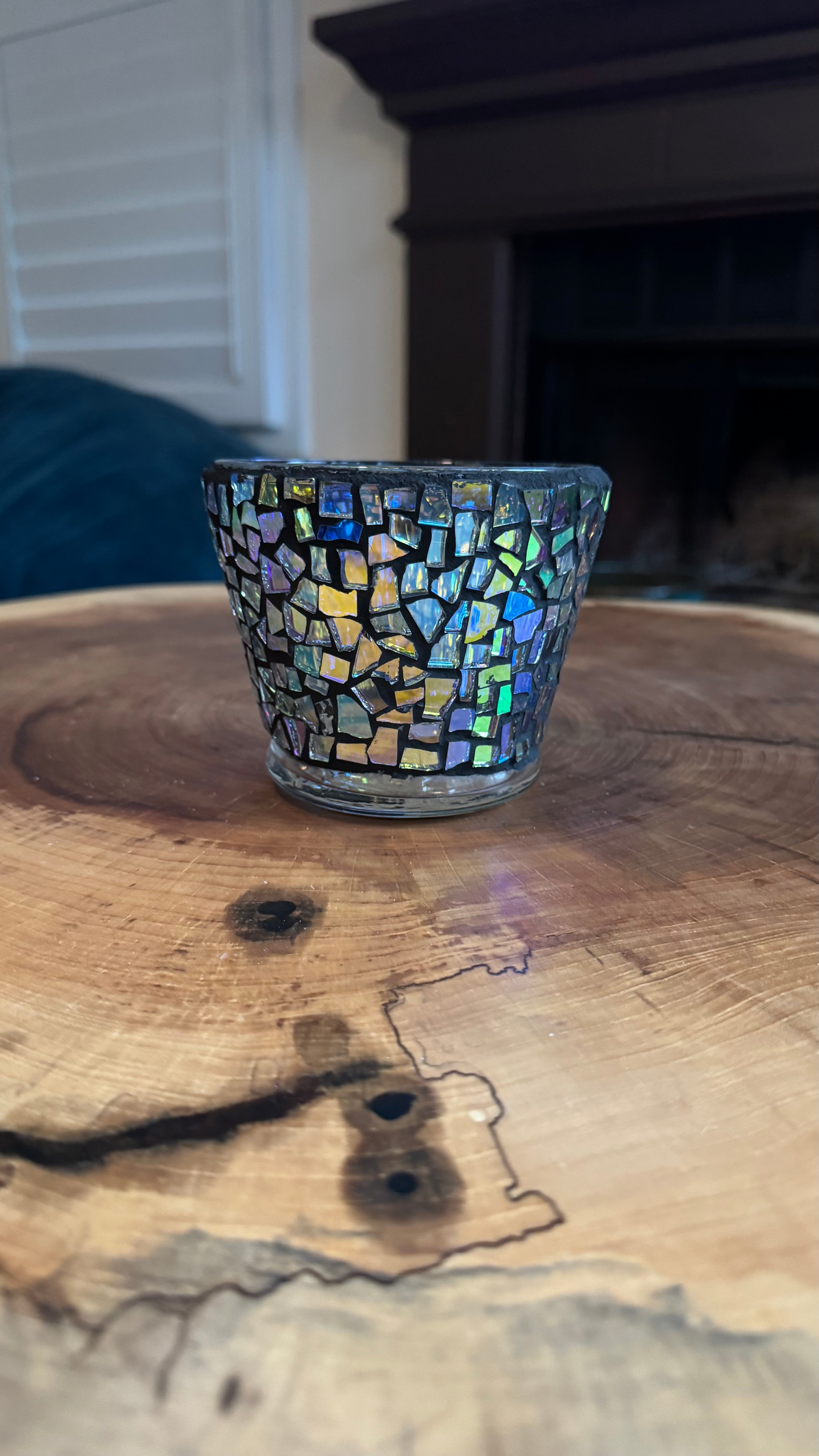 "Flower Pot" Dichroic Mosaic Candleholder