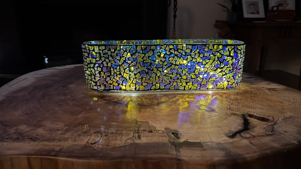 Large Retangular Dichroic Mosaic Candleholder
