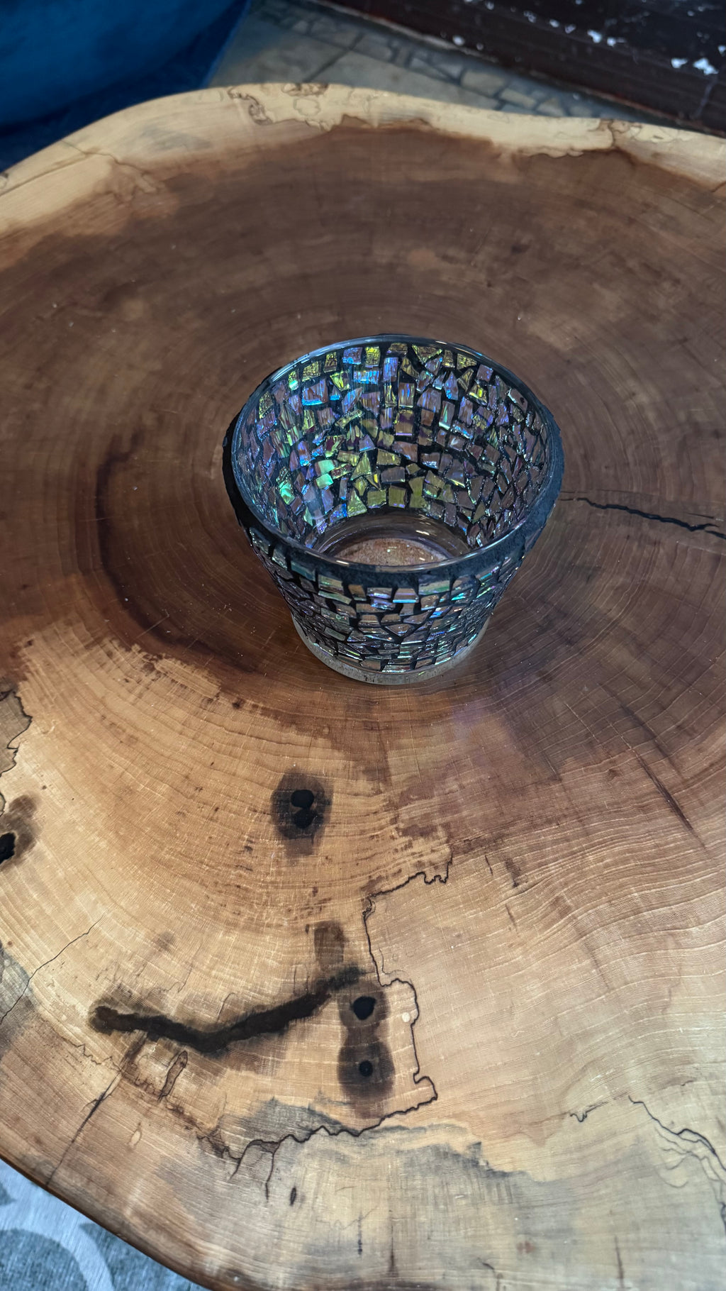"Flower Pot" Dichroic Mosaic Candleholder