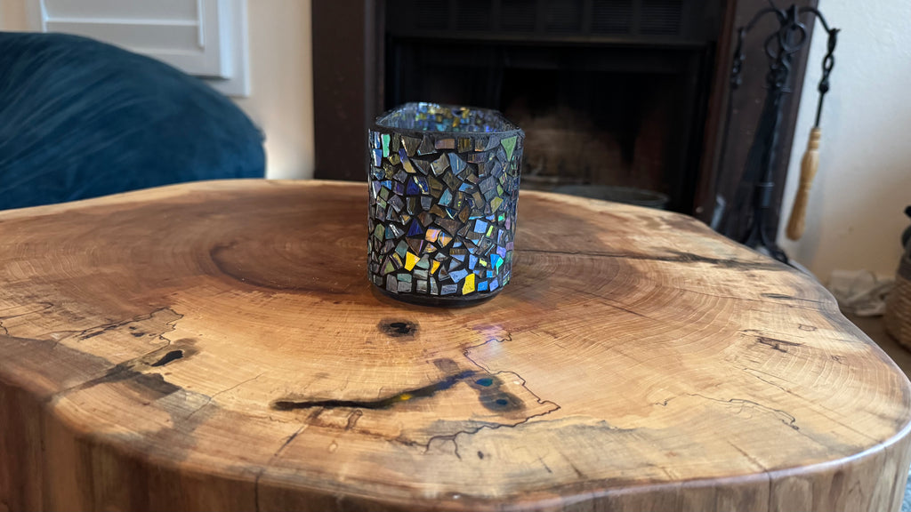 Large Retangular Dichroic Mosaic Candleholder