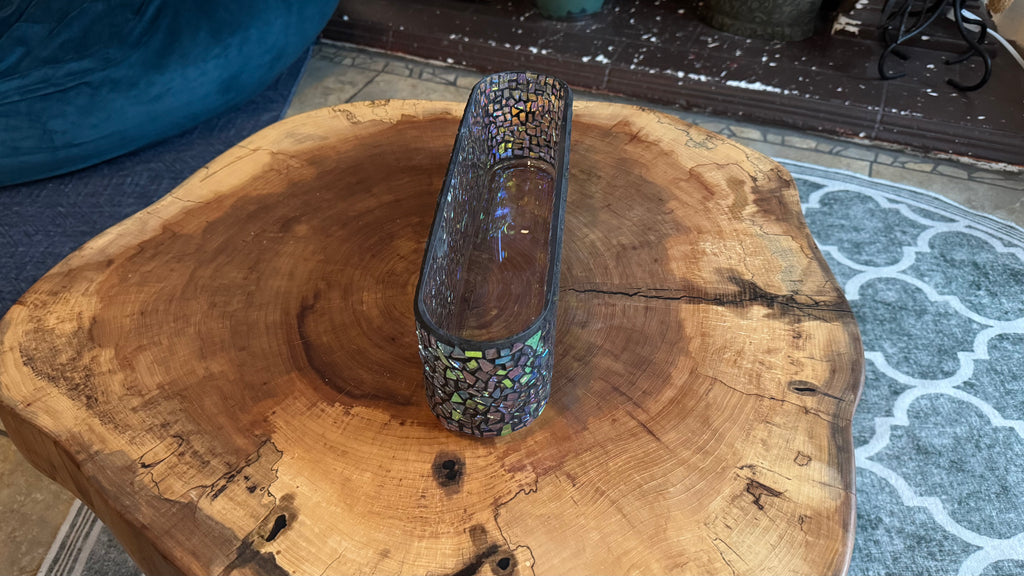 Large Retangular Dichroic Mosaic Candleholder