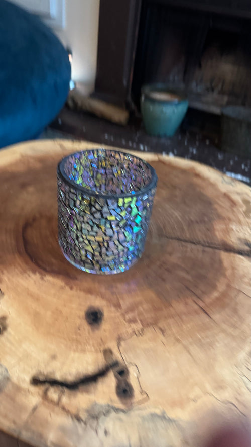 "Flower Pot" Dichroic Mosaic Candleholder