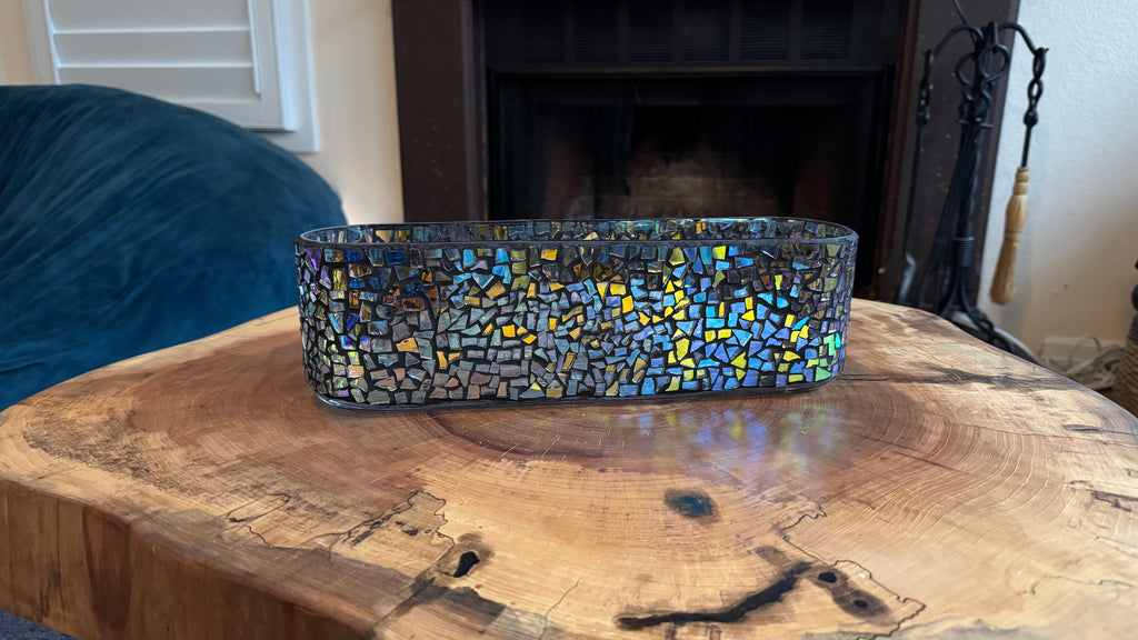 Large Retangular Dichroic Mosaic Candleholder