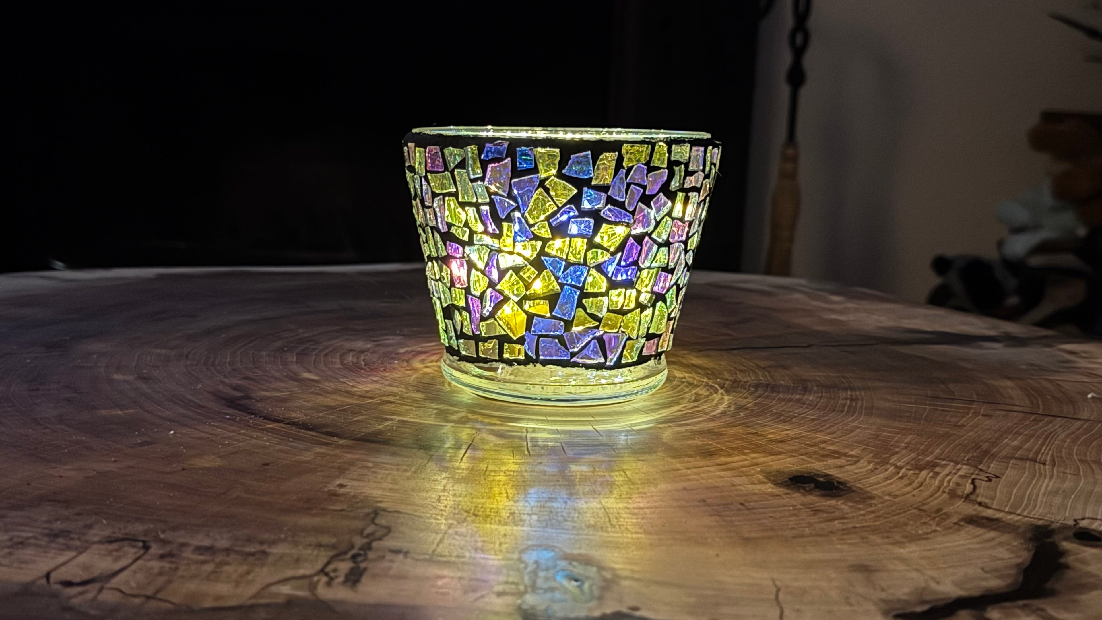 "Flower Pot" Dichroic Mosaic Candleholder