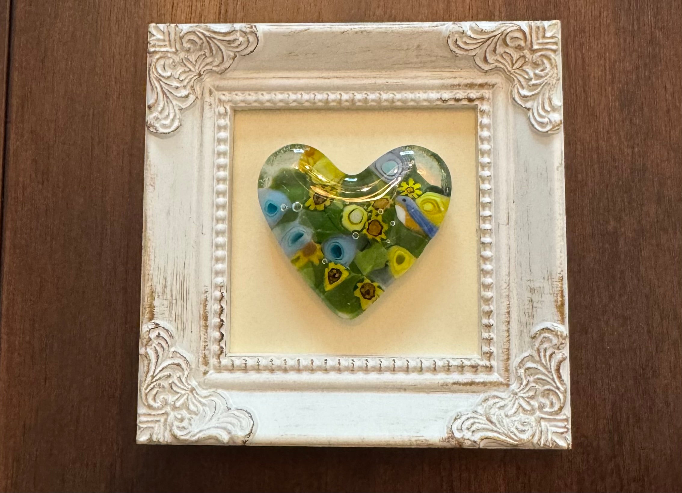 Framed Heart - Bluebird Floral