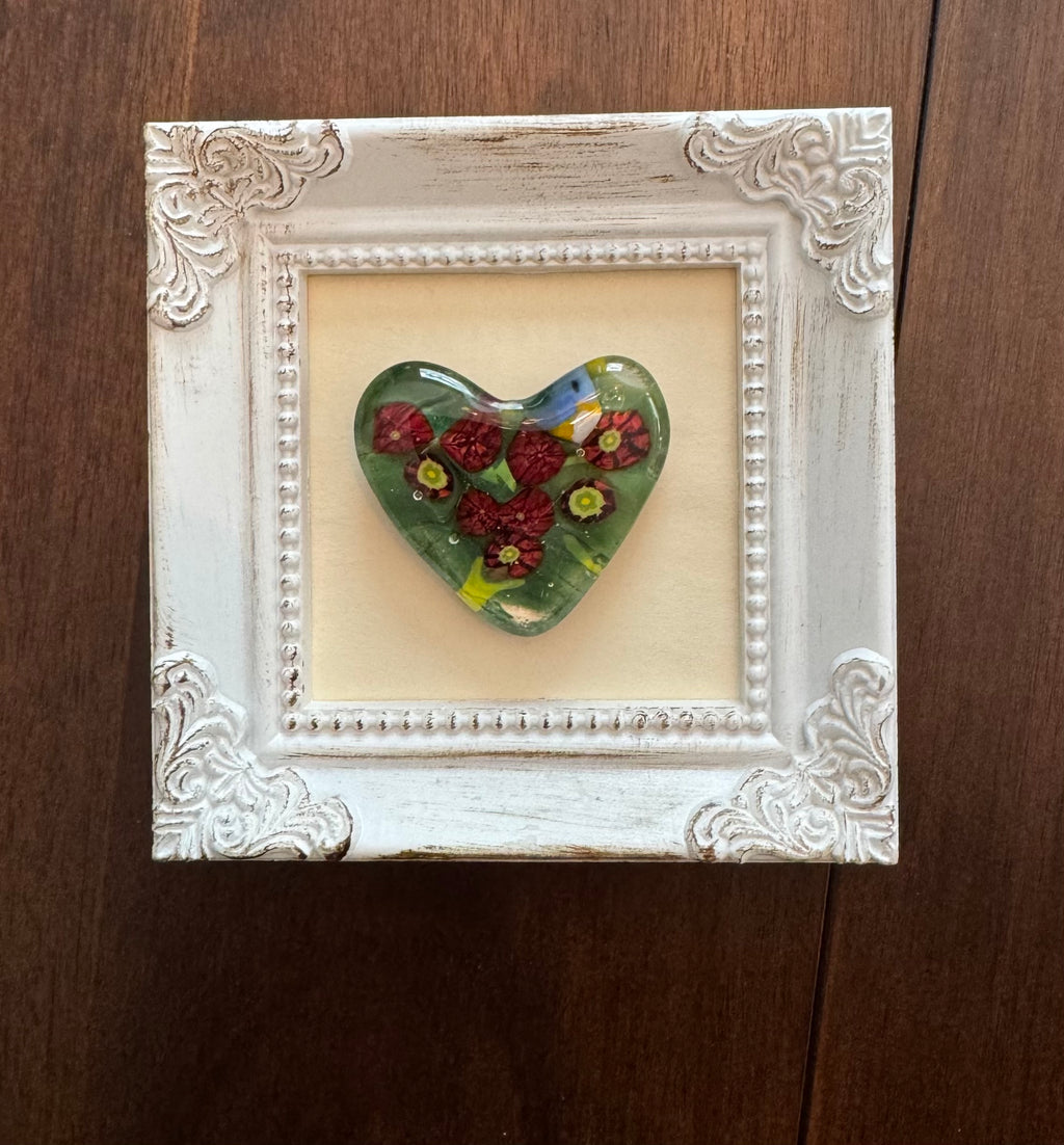 Framed Heart - Poppy and Bluebird