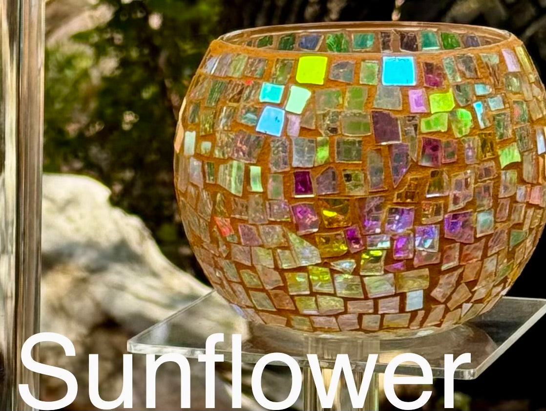 Rose Bowl Dichroic Mosaic Candleholders