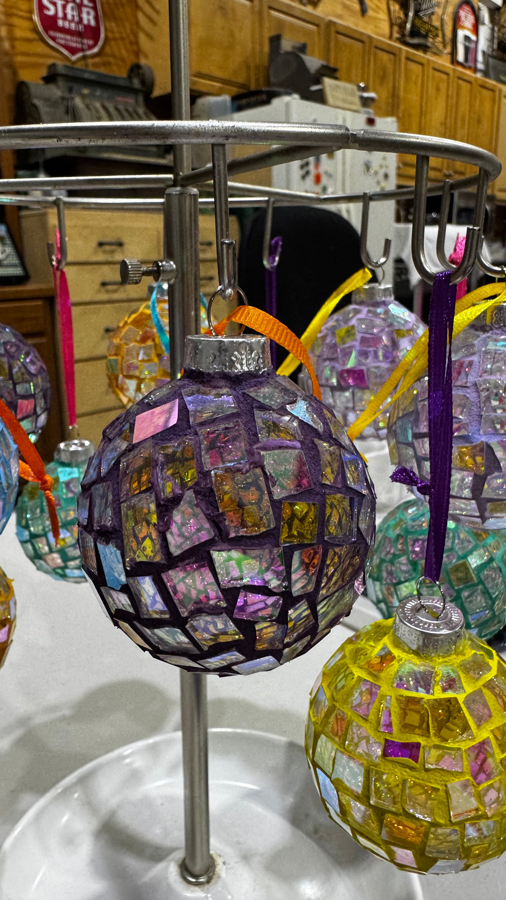 Dichroic Glass Mosaic Ball Ornament