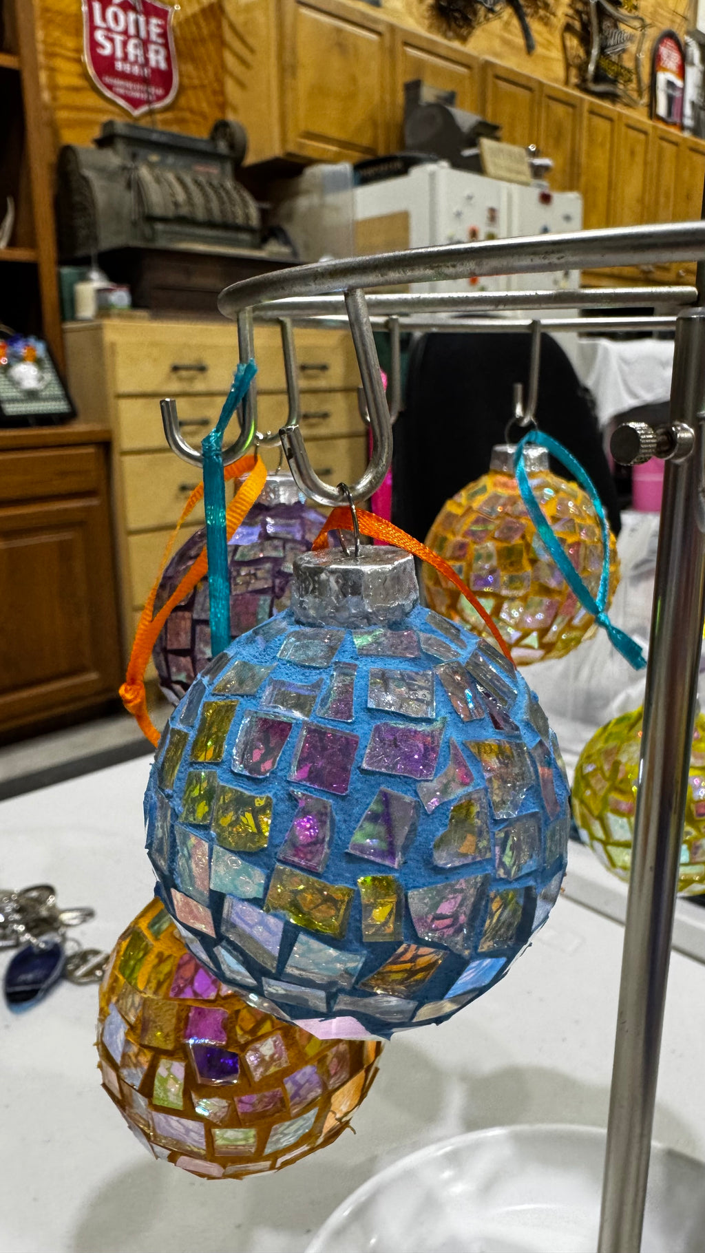 Dichroic Glass Mosaic Ball Ornament