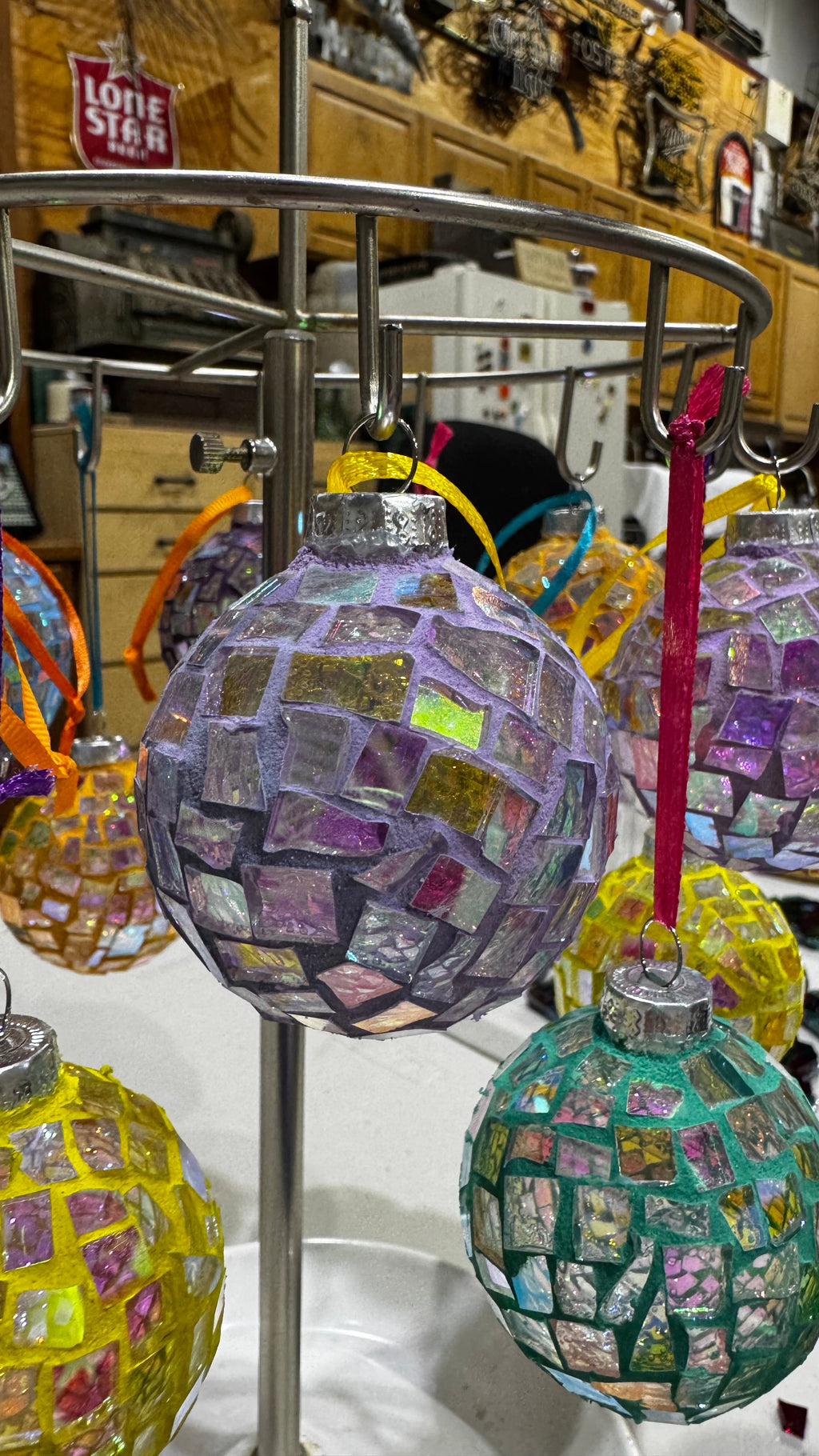 Dichroic Glass Mosaic Ball Ornament