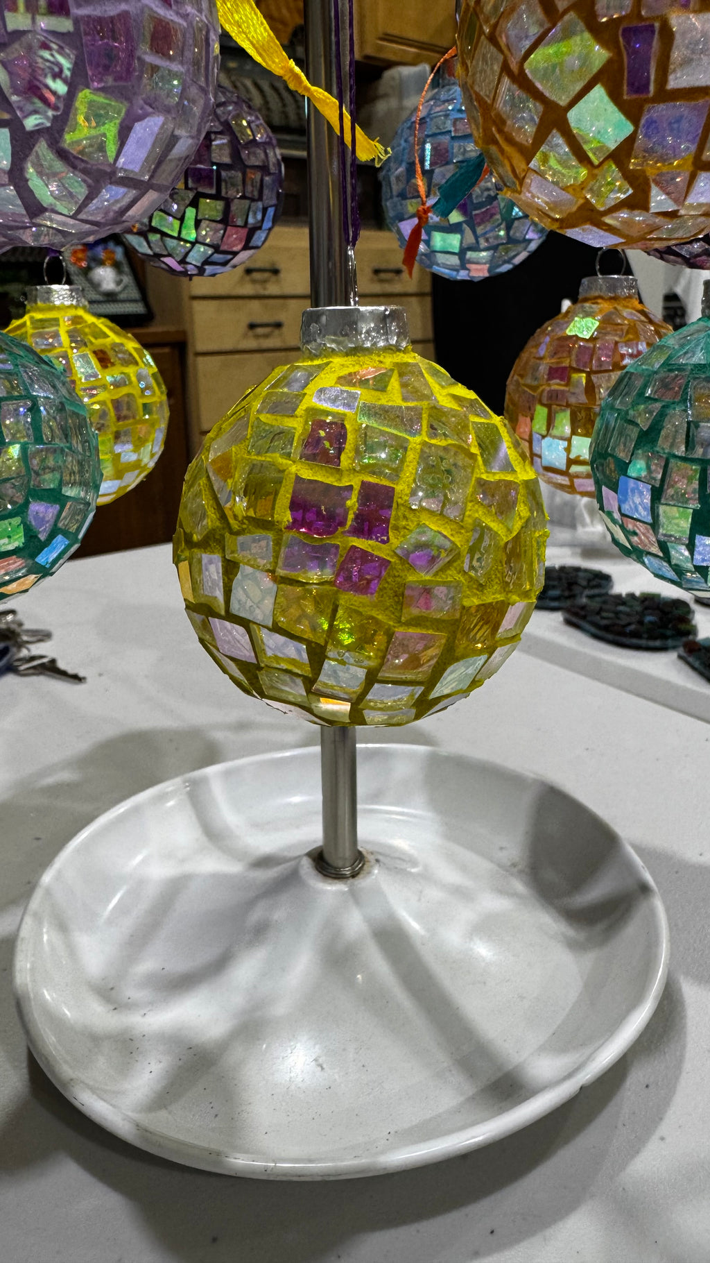 Dichroic Glass Mosaic Ball Ornament