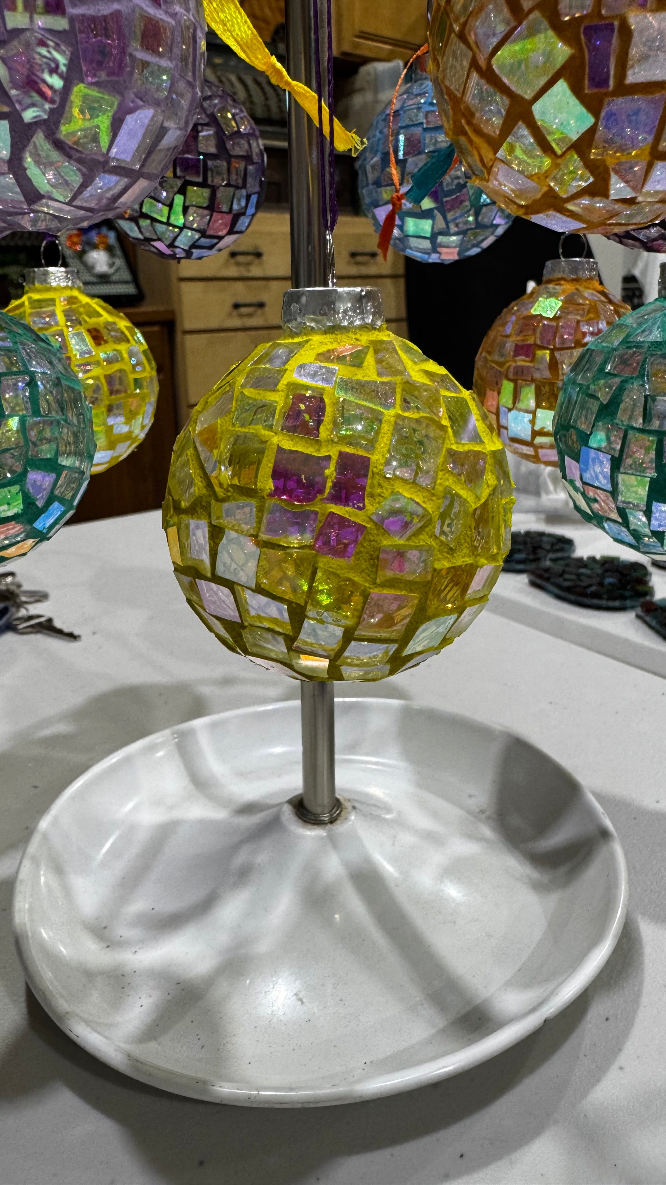 Dichroic Glass Mosaic Ball Ornament