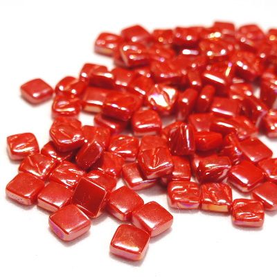Iridized Bright Red Mini Tiles