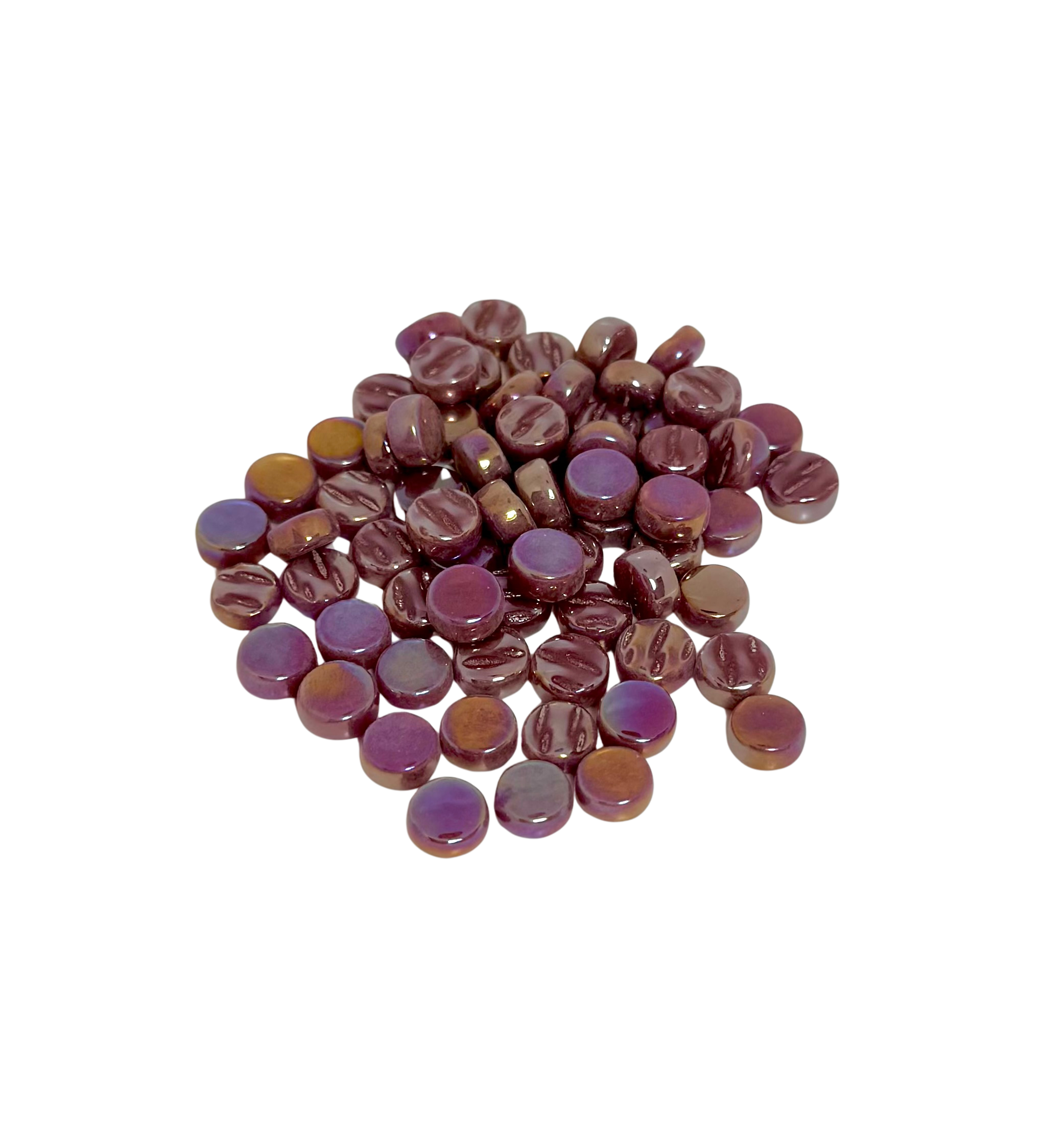 Iridescent Dark Plum Round Mini Glass Tiles