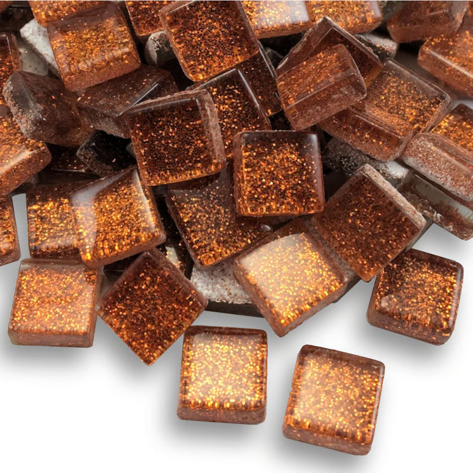 Glass Glitter Tiles - Copper