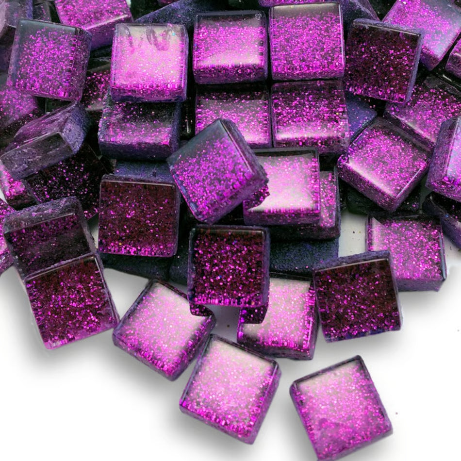 Glass Glitter Tiles - Amethyst
