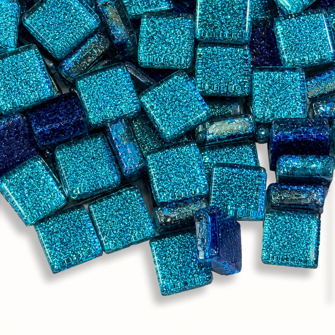 Glass Glitter Tiles - Saphire